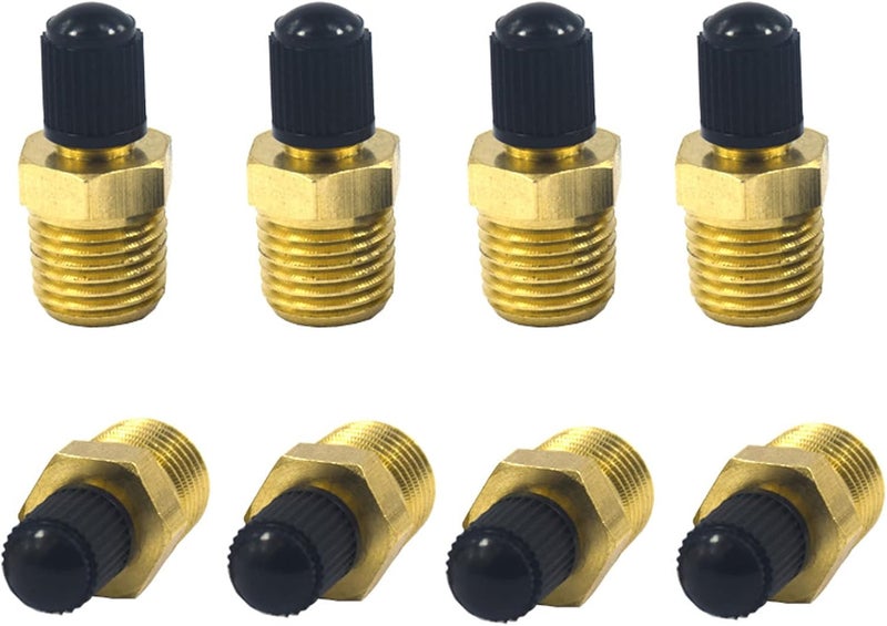Bstenky 8Pcs Brass 1/4" NPT Schrader Valve with Standard Core and Sealing Caps - Image 4